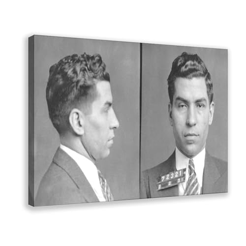 Impression sur toile Lucky Luciano avec cadre suspendu de qualité supérieure
