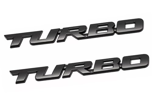 Image of 2Pcs Metal Turbo Rear Trunk Tailgate Emblem 3D Badge Sticker Decals (Black)