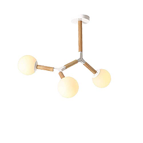 Accesorio de luz de techo moderno Sputnik madera blanca 3 luces 2