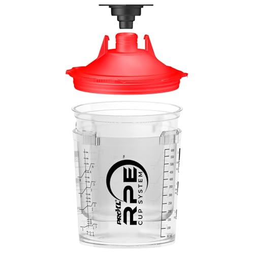 RPE Paint Cup System 13.5 fl oz – 50 Inner Cups and Lids with 190 Micron Filters, 2 Outer Mixing Cups, 20 Lids – Disposable Spray Gun Cup for Automotive and Industrial Painting