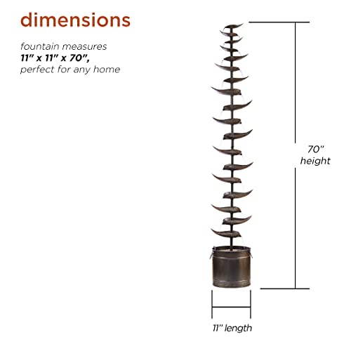 Alpine Corporation Mcc390L-Sl Metal Silver Tiered Floor Indoor/Outdoor Water Fountain For Garden, Entryway, Patio, Yard, Bronze, 11"L X 11"W X 70"H #TOP2
