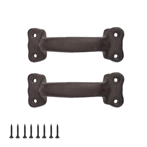 KLEHOPE 2 Pièces Poignée Porte Coulissante Noire, Poignée de Porte Extérieure en Fer Forgé, Longueur 140 mm, Poignet de Portes Vintage avec Vis, Adaptée aux Remise, Garages, Granges, Placards