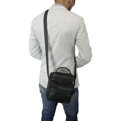 Bolsa carteiro masculina e feminina de couro legitimo (Preta)