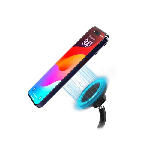 GALVANOX Magnetischer Handyhalter mit Wireless Ladegerät – Höhenverstellbarer MagSafe kompatibler Handyständer mit Schnellladen 15W, Metallbasis Tischhalter für iPhone, Büro & Videoanrufe
