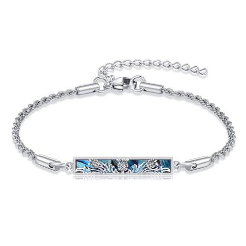 ONEFINITY Bracelet en argent sterling 925 avec grains de moutarde/écossais/nœud de sorcière/phases de lune pour femme, 1.18 Zoll