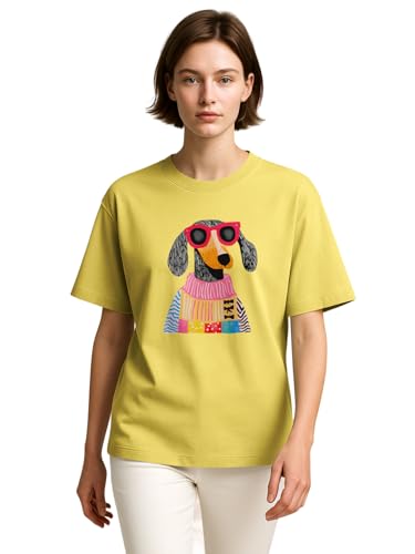Image of HELLCAT Beige Trendy Printed Oversized T-Shirt for Women