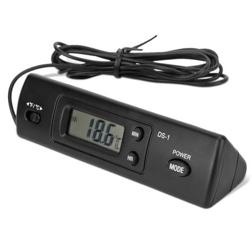 Auto Luftthermometer, Auto-Elektronikuhr, Doppelsonde, Innen- und Außentemperatur Thermometer, Digitaluhr, Multifunktional, Hohe Genauigkeit für...