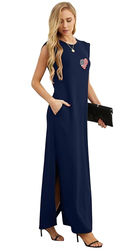 Image of GRECERELLE 2026 Women Year-Round Casual Round Neck Loose Split Wrinkle-Free Long Maxi Vacation Dress with Pockets (XXS-4XL)