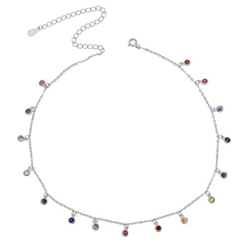 Collier arc-en-ciel goutte argent 925 fin pendentif tendance femme délicat