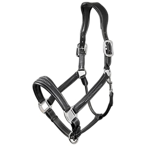 LeMieux Black Cob Stitched Leather Headcollar Cover