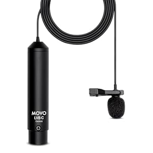 Movo LV8-C Broadcast-Quality XLR Lavalier Cardioid Condenser Wired Microphone with 12mm Mic Capsule for Accurate Voice Recording – Kit Includes Lapel Clip, Case and Windscreen