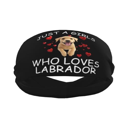 Just A Girls Who Loves Labrador Retriever Dog Adjustable Sports Headband Moisture Wicking Sweatband for Running Workout2