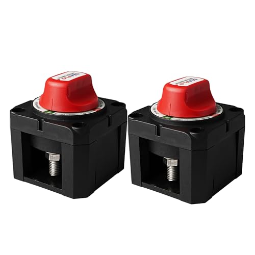 SEAFLO 300A Marine Battery Disconnect Switch, 2-Position Single Circuit ON/Off, 12V/24V/48V Heavy-Duty IP66 Waterproof Battery Isolator for Boat, RV and Auto, with Cover, 2-Pack, CE &amp; RoHS Certified