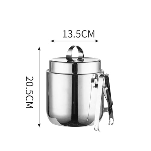 Cubo de hielo de doble pared, enfriador de champán de acero inoxidable con tapa y pinzas, enfriador de vino aislado para el hogar, bar o fiestas, capacidad de 3 litros