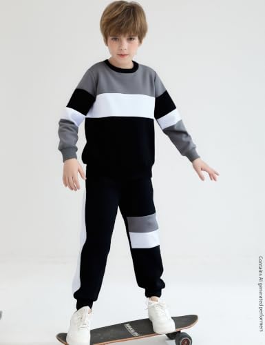 Image of mkodopy Boys Clothes Hoodie Sweatsuits Tops and Pants Boys Fall Winter Outfits Boy Clothing Set