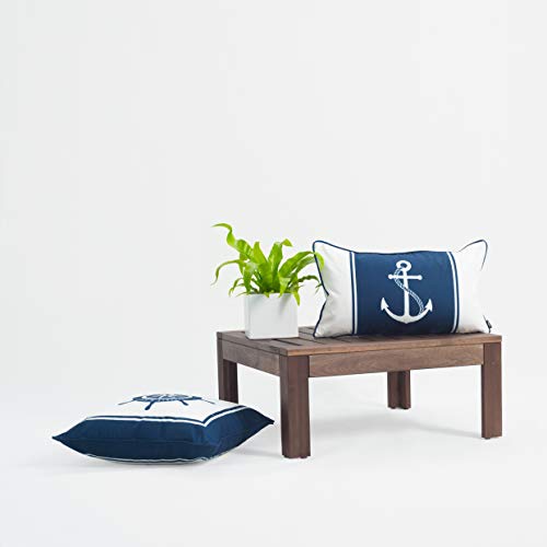 Hofdeco Outdoor Patio Decorative Lumbar Pillow Cover Only Weather Water Resistant Canvas Nautical Navy Blue Anchor 12"x20" - Image 2