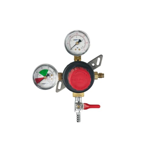 FSE 373-KR-BC-793 Bulk CO2 Regulator with Wall Bracket, Commercial Grade CO2 Pressure Reducer for Draft Beer Systems, Wall Mount, High Pressure Gas Cylinder Regulator, Silver