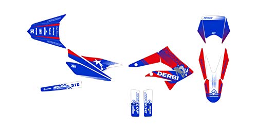 KIT DECO MOTO CROSS DERBI X-TREME 50 DE 2010 à 2017 IKE BLEU ROUGE