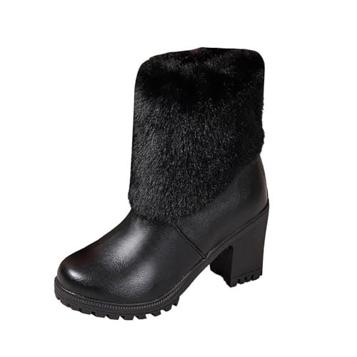 Bottes d'hiver femme anti-froid en cuir doublé peluche