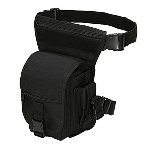 Hebetag Canvas Thigh Drop Leg Bag for Men Tactical Military Motorcycle Rider Multi-Pocket Waist Fanny Pack Mens Travel Hiking Climbing Cycling Outdoors Coffee, #21black, 43.3 inches — image 1