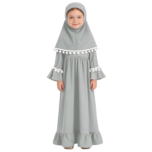 Robe de prière musulmane pour fille ensemble abaya enfant manches longues