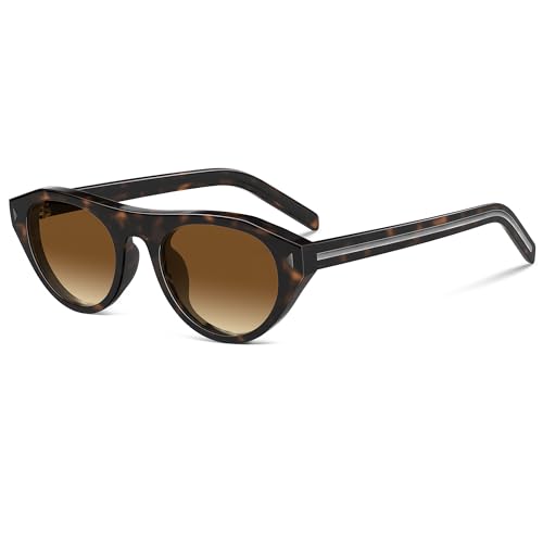 phikttu Retro Oval Sunglasses for Women Men Small Narrow 90s Vintage Round Shades UV400 Lightweight Designer Cateye Glasses