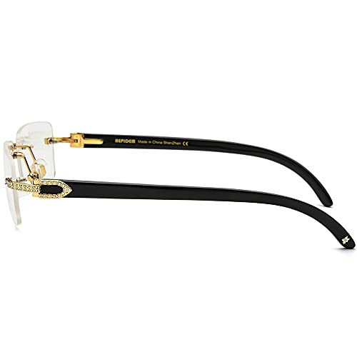 Image of HEPIDEM 100% Really Buffalo Horn Handmade Sun Glasses Square Rimless Luxury BUffs Sunglasses 0816