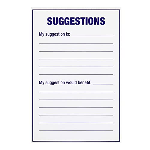 Best Paper Greetings 100-Sheet Bulk Suggestion Box Cards, 4 X 6 Blank Refill Forms For Customer Feedback, Comment, Benefits, Improvement For Small Businesses Supplies, Restaurants, Church, School #TOP3
