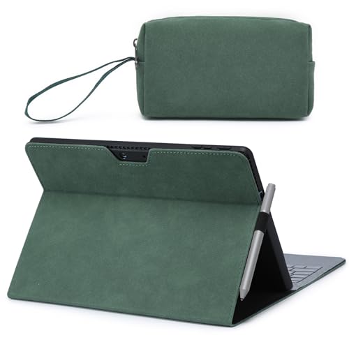 HYZUO Funda Protectora para Surface Pro 11 2024, Surface Pro 10 2024, Surface Pro 9 2022, con Soporte para Lápiz Óptico, Compatible con el Teclado Type Cover, con Bolsa Accesorios, Verde Medianoche