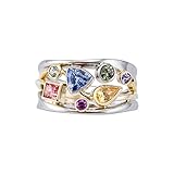 925 Sterling Silver Geometrical Line Multi Row Womens Shiny Full Diamond Rainbow Gemstone Ring Multi Row Wave Shape Eternity Engagement Wedding Promise Ring Cocktail Party Ring ST.151 (10)