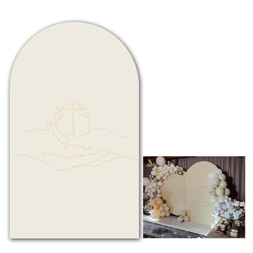 Iydamc Baby Feet Arch Backdrop Stretchy Fabric Cover for Pregnancy Party 4.6X8FT Pregnant Woman Theme Arched Background Stand Covers Baby Shower Banquets Parties Decorations