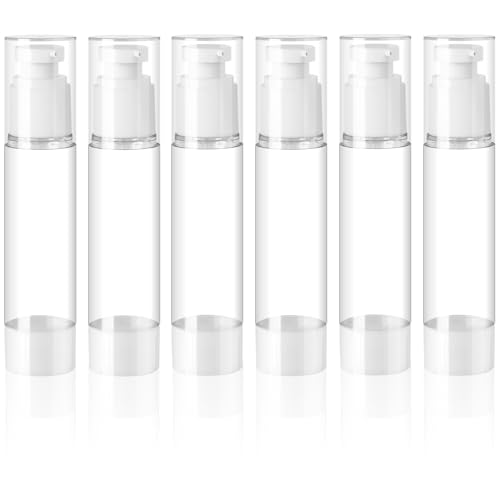 ZDNT 6 Stück 50ml Airless Pumpspender,Creme Spender Pumpflasche Leer,Nachfüllbar Vakuum Kosmetikbehälter,Vakuum Reiseflaschen zum Befüllen für Reise Lotionen Shampoo Kosmetik