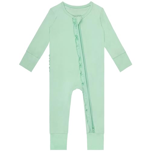 3 PACK Baby Rompers Long Sleeve Two Way Zipper Footless Pajamas With Flower On Waist Bodysuit3