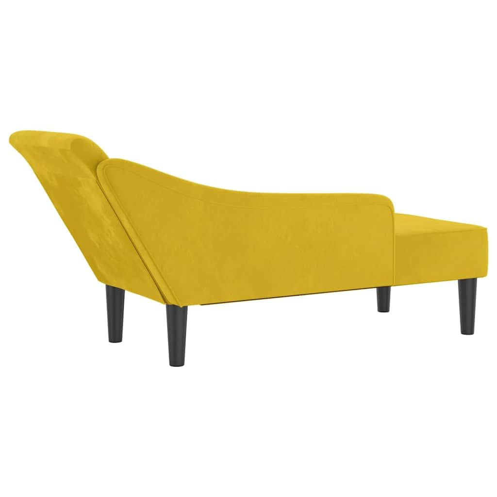 Szezlong żółty aksamit z poduszką 141 x 55,5 x 66,5 cm, fotel rekamiere z tapicerowanym krzesłem, otomana do salonu i sypialni, narożnik do czytania i relaksu