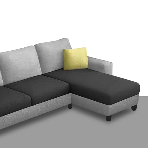 Image of Orland 4 Seater RHS L Shape Sofa Set for Living Room | Color - Black Grey | Premium Fabric Sofa