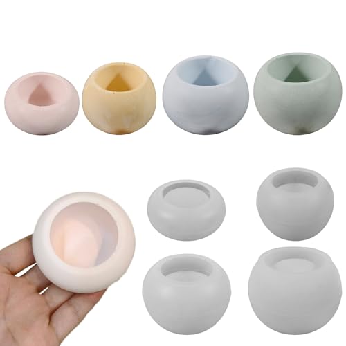 Nexoria Moldes de silicona para fundición, lata para velas, molde de silicona con tapa para yeso, resina epoxi, hormigón, jarrones, velas, yeso, moldes de silicona, soporte para velas, jarrón (A)