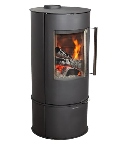 Kaminofen Dauerbrand Rund Schwarz Holzofen 9 kW Hosseven 7000 Holz Ofen...