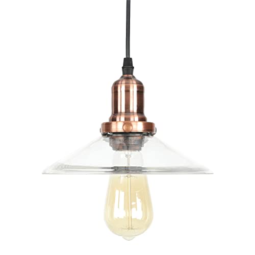 Luces colgantes vintage con pantalla de vidrio transparente D/B y cable ajustable 6