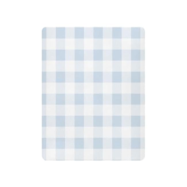 Kigai Blue Gingham Crib Sheets for Boys Girls Jersey Knit Fitted Crib Sheet Blue Gingham Sheets for Standard Crib and Toddler Bed Mattresses, Cozy Soft Breathable, 28 x 52 inch