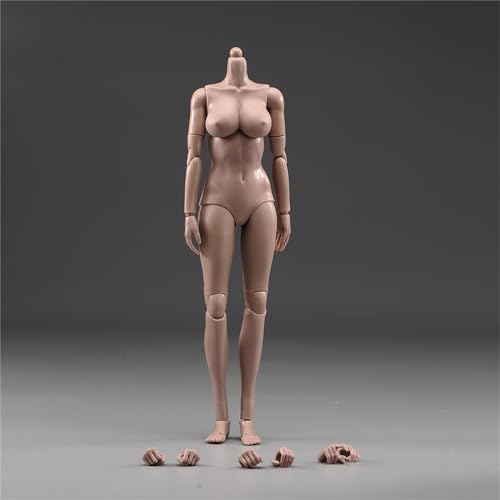 RoofWorld 1/6 Female Suntan Pale Action Figure Dolls 12' Middle Big Breasts Super Flexible Semi-Silicone Body Fit 1:6 Head Sculpt (Suntan Oversize Bust)