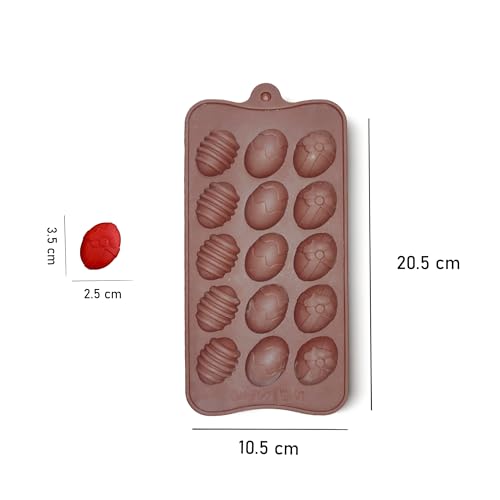 Image of HS Easter Egg Silicone Mould, Non-Stick Food Grade Silicone Mould for Chocolate, Candy, Jelly & Ice Cube (Brown)