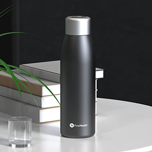 First Health Self Cleaning Insulated Stainless-Steel Water Bottle, 18 Oz Rechargeable, Reusable, Uv Water Sanitizer, Kills 99.9% Of Germs, Bacteria, Keeps Hot For 12 Hours Or Cold For 24 Hours #TOP5