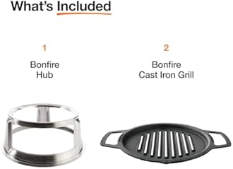 Solo Stove Bonfire Grill Top and Hub, Cast Iron Cooktop with Stainless steel Hub for 8” Elevation, Addition for Bonfire Fire Pit, Weight: 20 lbs, Diameter: 17.5"