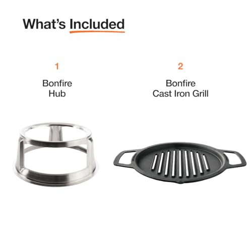 Solo Stove Bonfire Grill Top and Hub, Cast Iron Cooktop with Stainless steel Hub for 8” Elevation, Addition for Bonfire Fire Pit, Weight: 20 lbs, Diameter: 17.5"