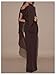 SOLY HUX Women's Elegant Bodycon Maxi Dresses Evening Fishtail Shawl Dress Cocktail Formal Gowns Pure Brown Large