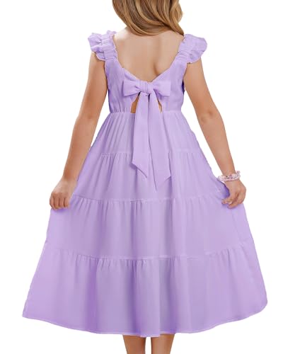 GRACE KARIN Girls Dress Summer Tie Back Party Dress Ruffle Sleeve...