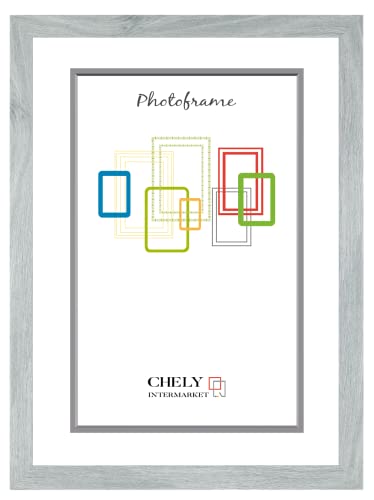 CHELY INTERMARKET | Marco de Fotos 30x40cm (Gris Azul 2004) MOD-274 | Marco para Decoración de Casa | Fotografías de Boda | moldura con Relieve