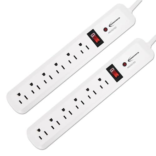 Innovera IVR71653 6 AC Outlets 4 ft. Cord 540 Joules Surge Protector - White (2/Pack)