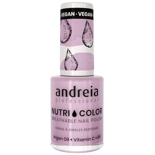 Andreia Professional NutriColor Breathable Nail Polish - Vegan and Cruelty-Free DIY Nail Art Nail Polish with Long Lasting Gloss Finish Colour NC18 Purple 10.5ml