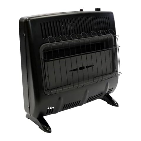 Mr. Heater F299741 30000 BTU Vent Free Blue Flame Natural Gas Heater for Indoor & Outdoor with ODS - Wall Mount Space Garage Heater - Black Cover